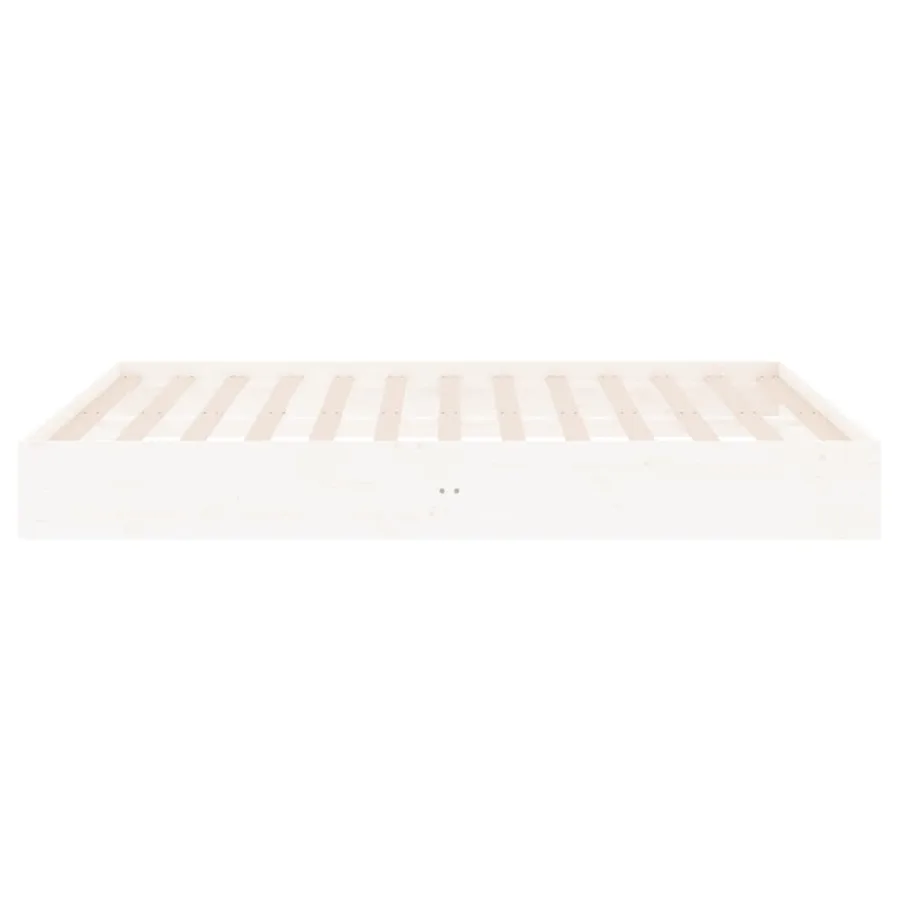 Cadre de lit sans matelas blanc bois massif 150x200 cm - 6