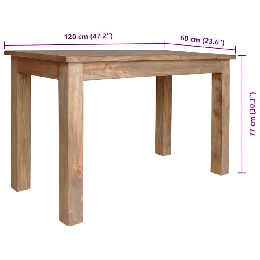 Table à manger bois d'acajou massif 120x60x77 cm - 7