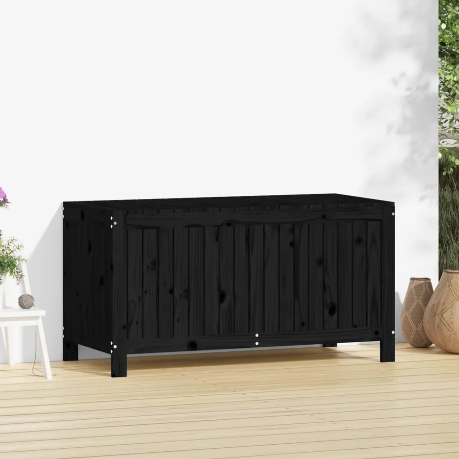 Boîte de rangement de jardin Noir 121x55x64 cm Bois massif pin - 3