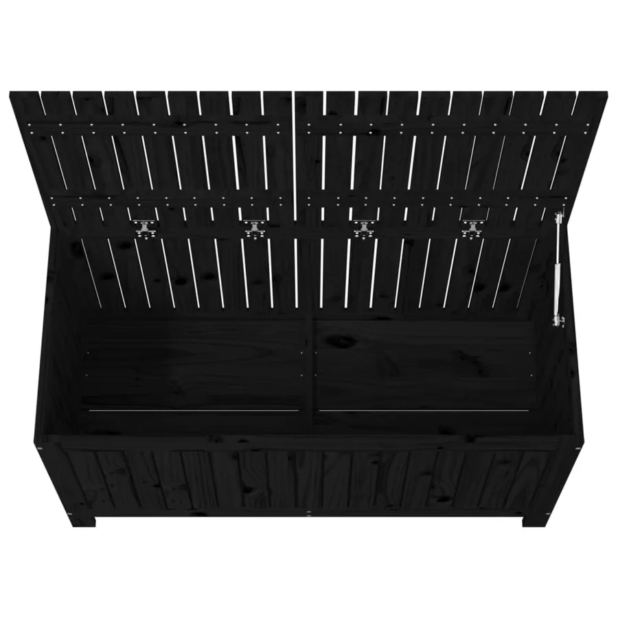 Boîte de rangement de jardin Noir 121x55x64 cm Bois massif pin - 8