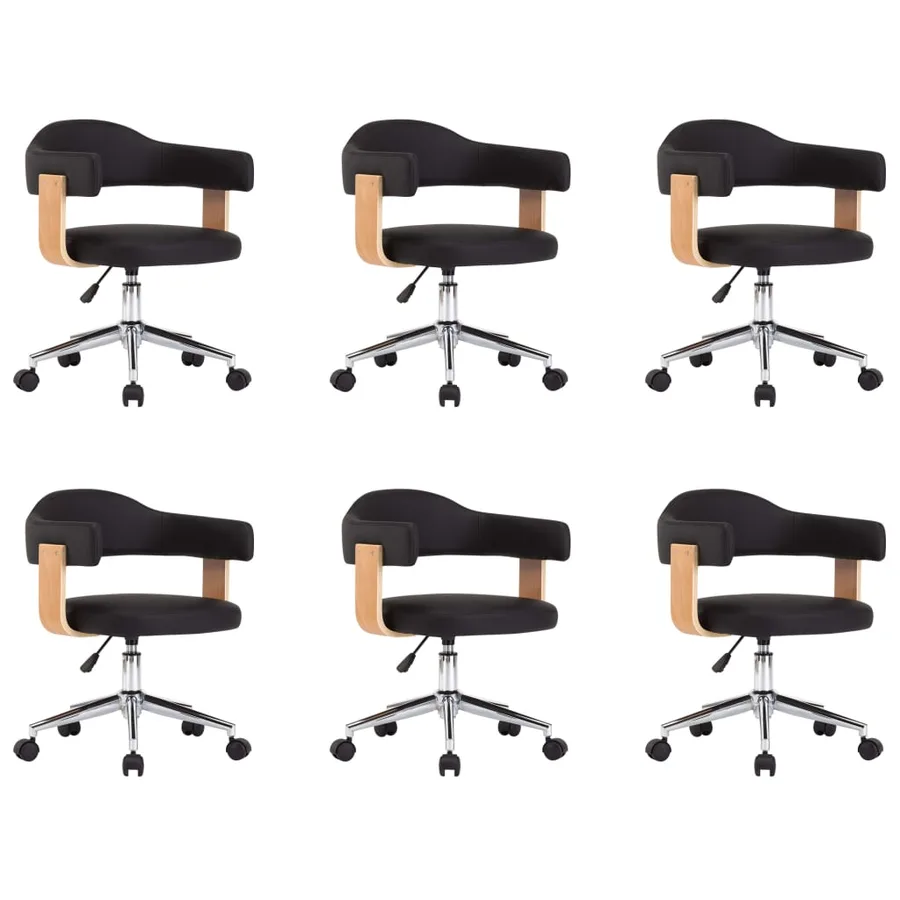 Chaises pivotantes à manger lot de 6 noir similicuir - 2
