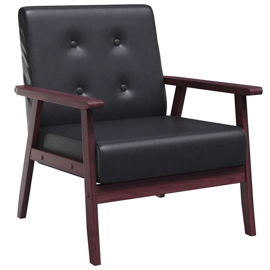 Fauteuil noir similicuir - 2