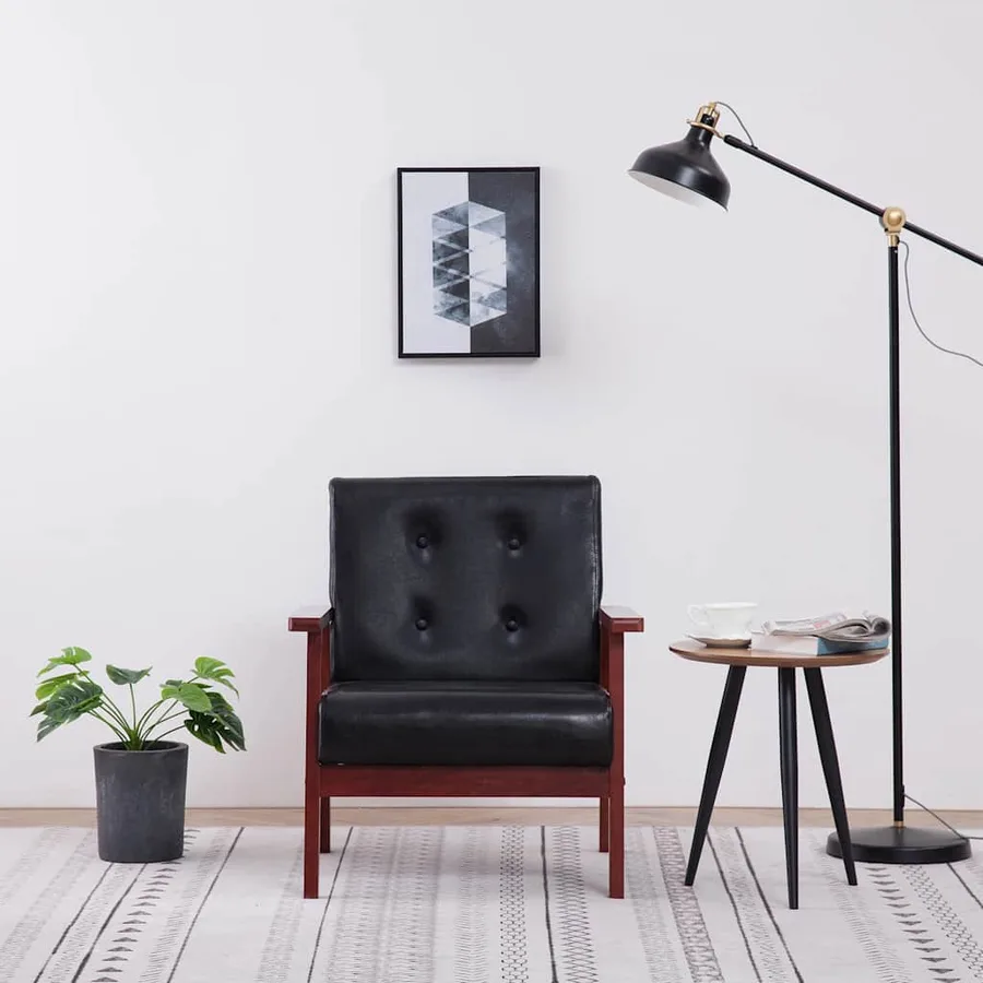 Fauteuil noir similicuir - 3