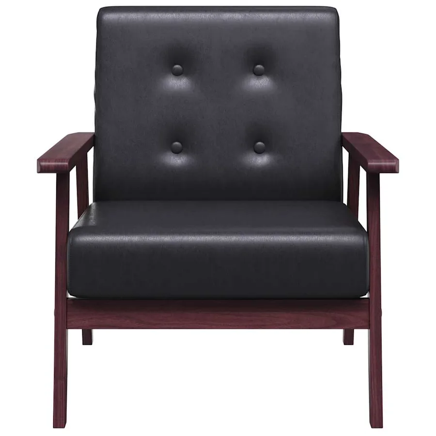 Fauteuil noir similicuir - 4