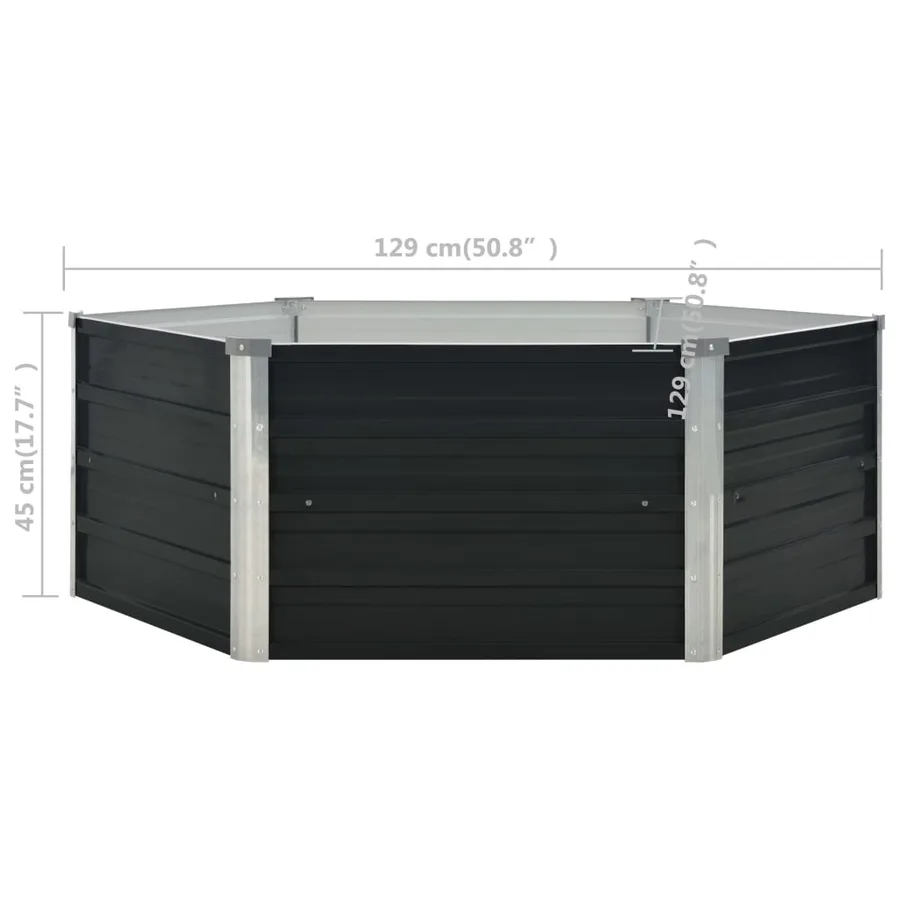 Jardinière surélevée Anthracite 129x129x45 cm Acier galvanisé - 6