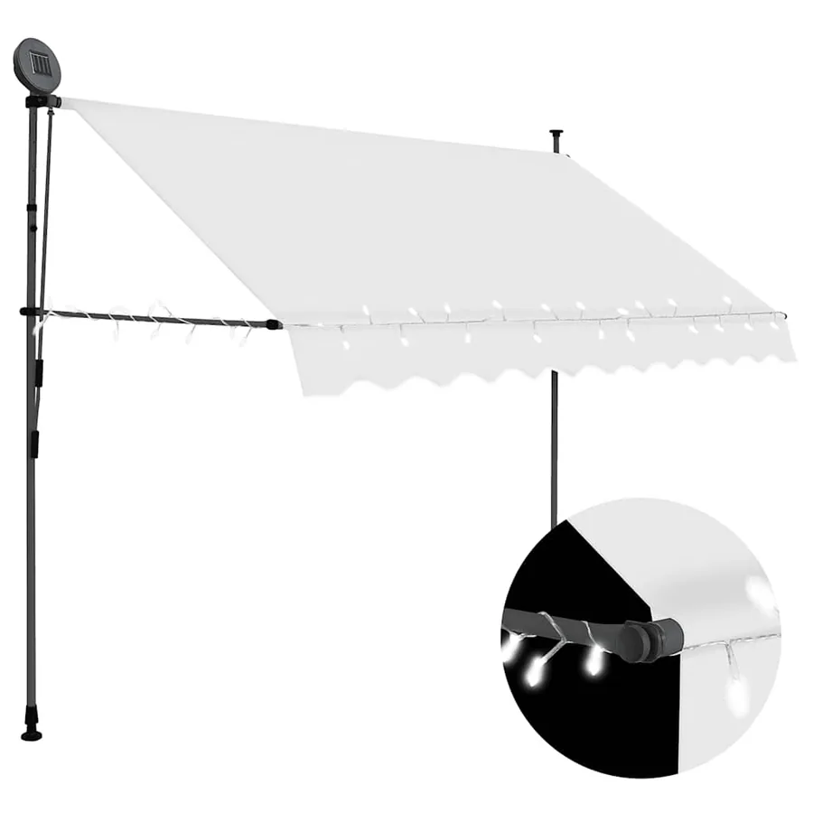 Auvent manuel rétractable avec LED 250 cm Crème