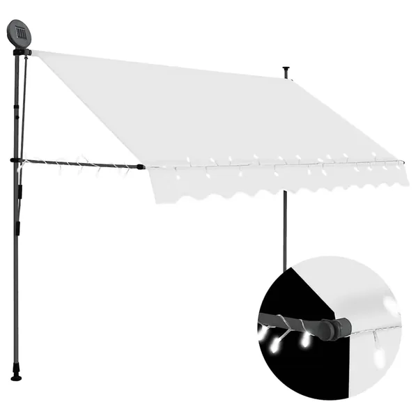 Auvent manuel rétractable avec LED 250 cm Crème