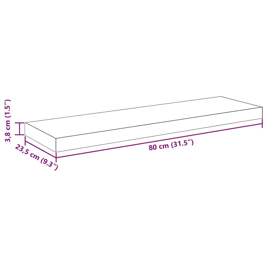 Étagère flottante murale gris 80x23,5x3,8 cm MDF - 14