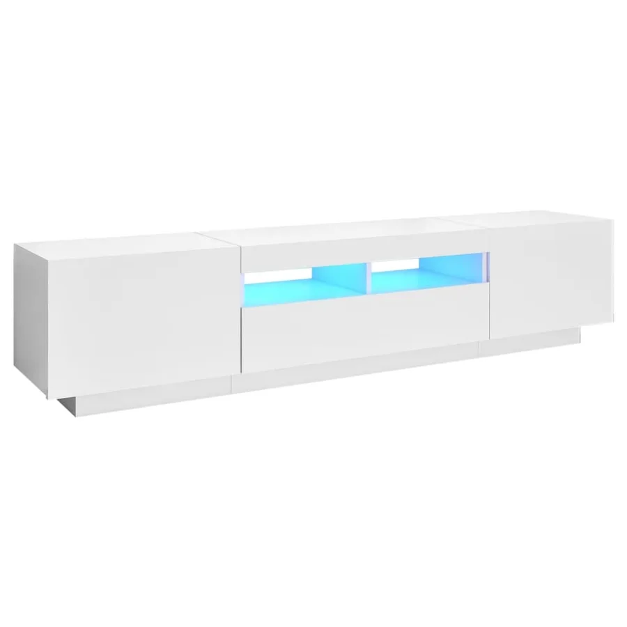 Meuble TV avec lumières LED Blanc 180x35x40 cm - 2