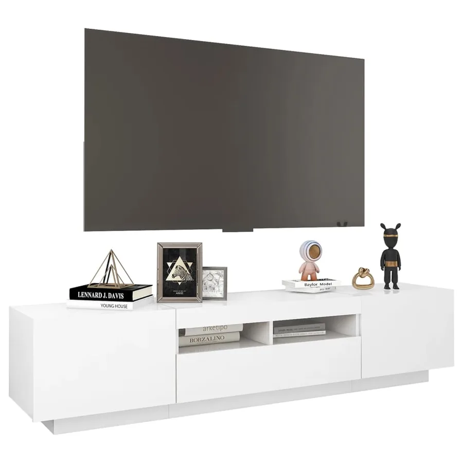 Meuble TV avec lumières LED Blanc 180x35x40 cm - 6