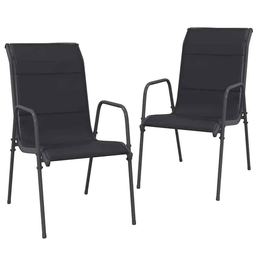 Chaises de jardin lot de 2 Acier et textilène Noir - 2