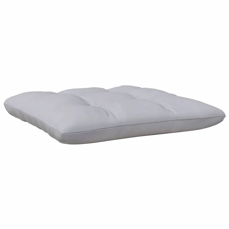 Repose-pied de jardin avec coussin gris Bois de pin massif - 4