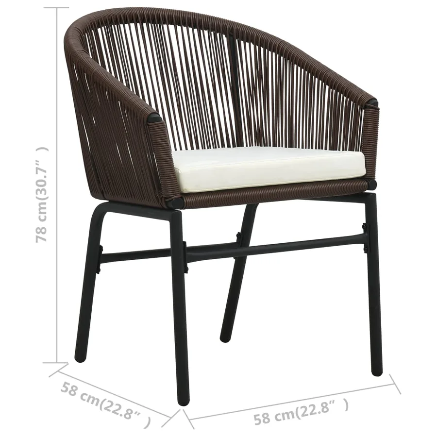 Ensemble de bistro 3 pcs avec coussins Rotin PE Marron - 11