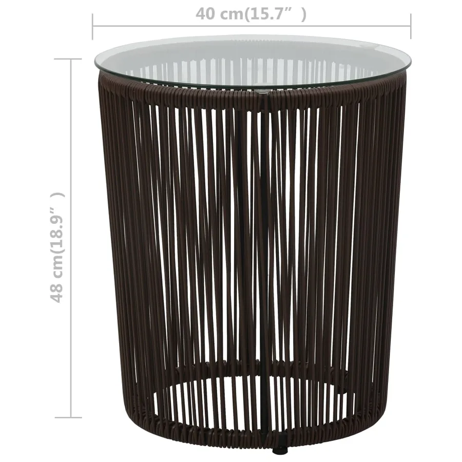 Ensemble de bistro 3 pcs avec coussins Rotin PE Marron - 12