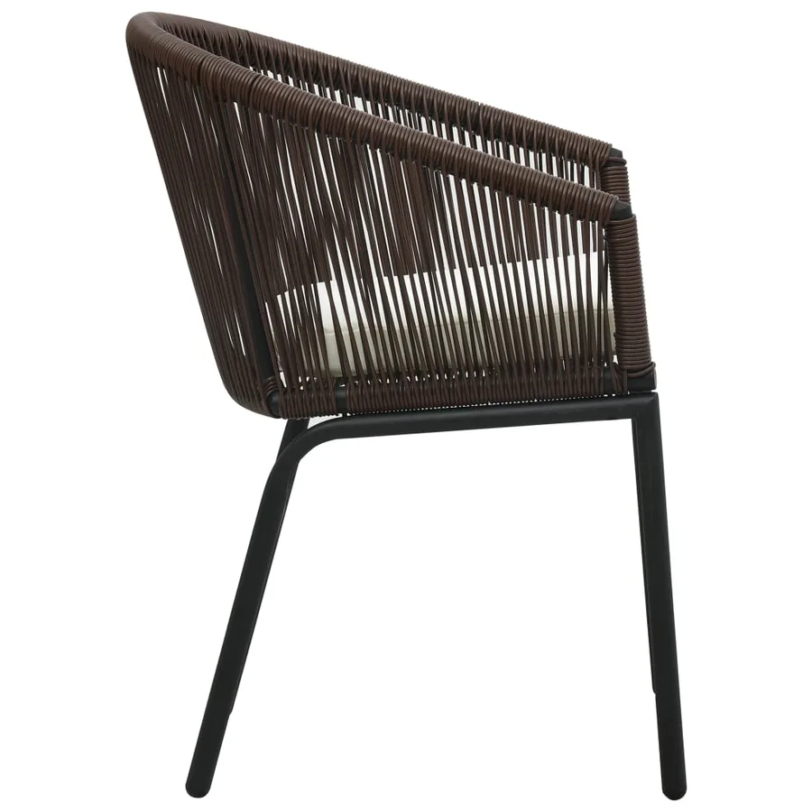 Ensemble de bistro 3 pcs avec coussins Rotin PE Marron - 5