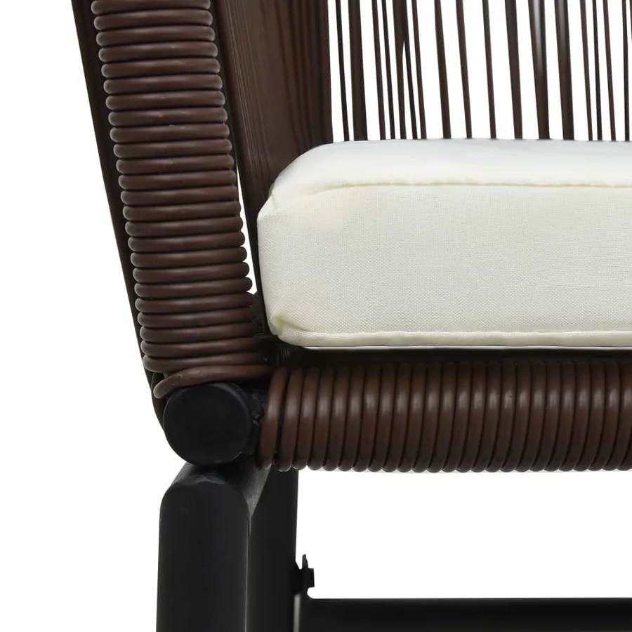 Ensemble de bistro 3 pcs avec coussins Rotin PE Marron - 7