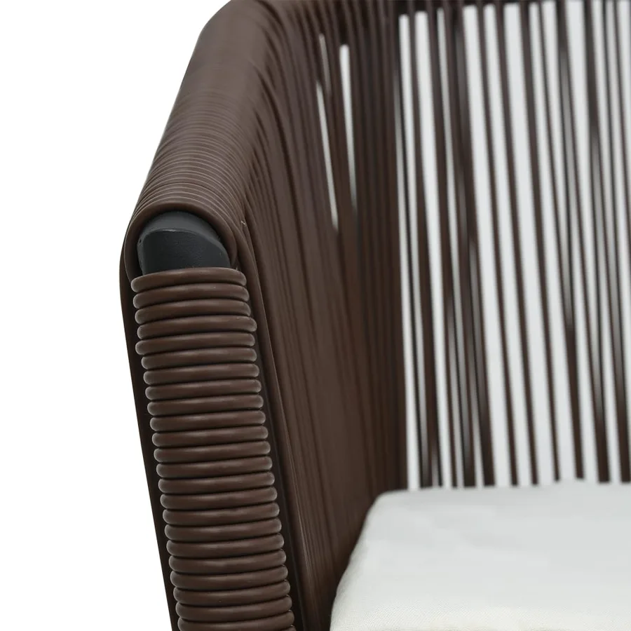 Ensemble de bistro 3 pcs avec coussins Rotin PE Marron - 8