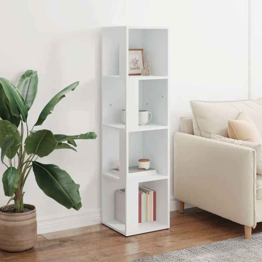 Armoire d'angle Blanc 33x33x132 cm Bois d’ingénierie - 3