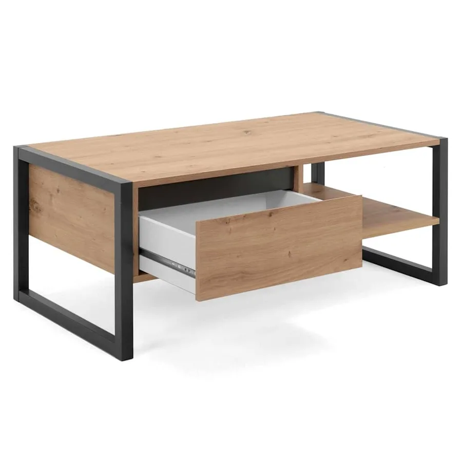 Finori Table basse Denver 55 Chêne artisanal et gris anthracite - 4