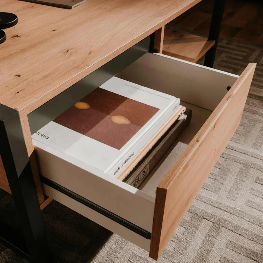 Finori Table basse Denver 55 Chêne artisanal et gris anthracite - 6