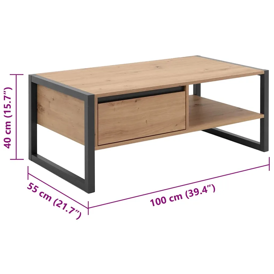 Finori Table basse Denver 55 Chêne artisanal et gris anthracite - 7