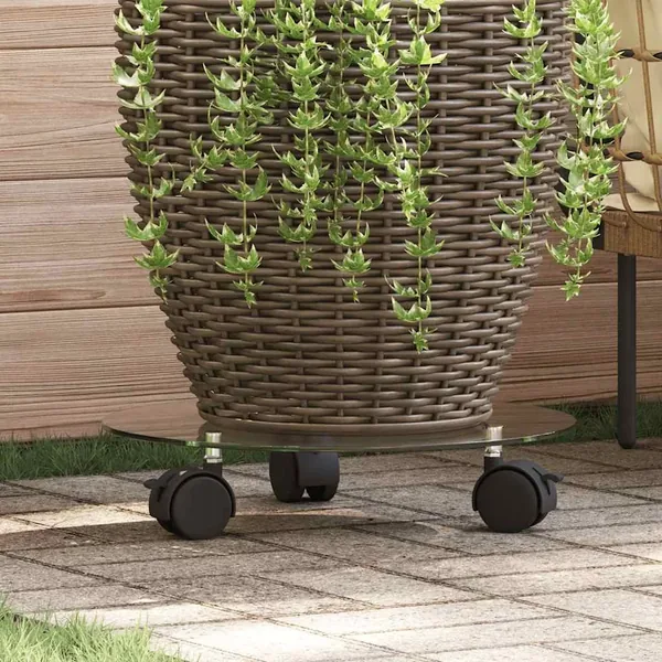 Porte-plantes roulant 2 pcs Verre trempé 28 cm Rond