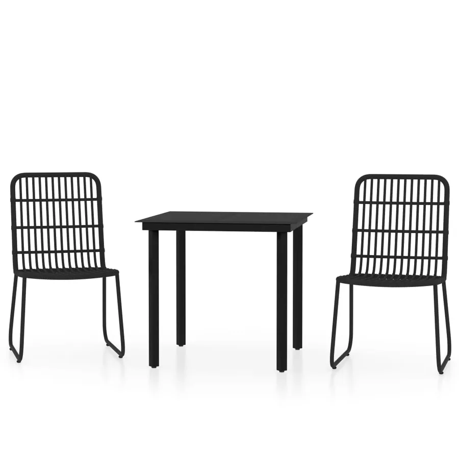 Ensemble à manger de jardin 3 pcs Noir - 2