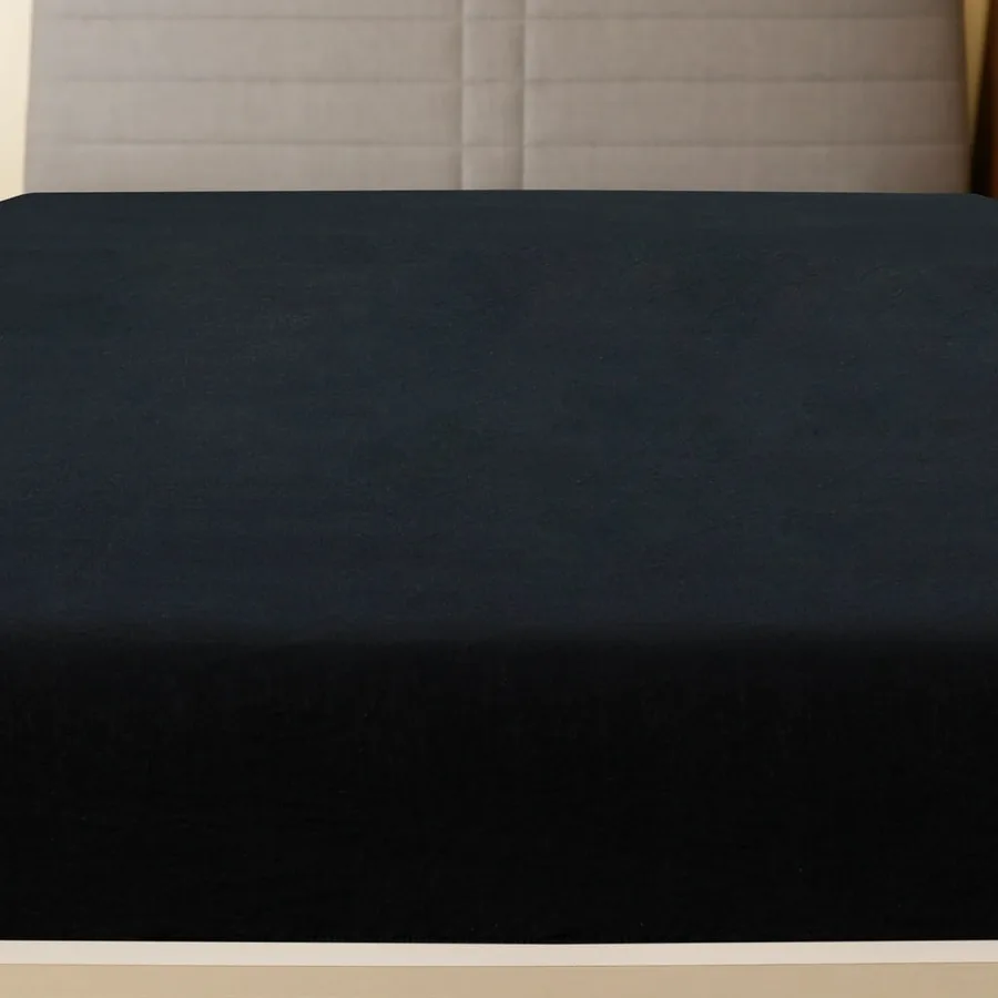 Drap-housse Jersey Noir 180x200 cm Coton - 3
