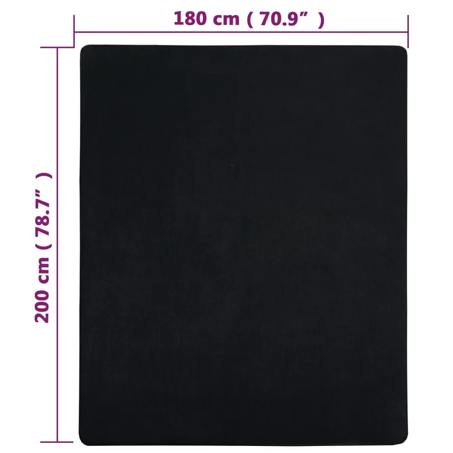 Drap-housse Jersey Noir 180x200 cm Coton - 5