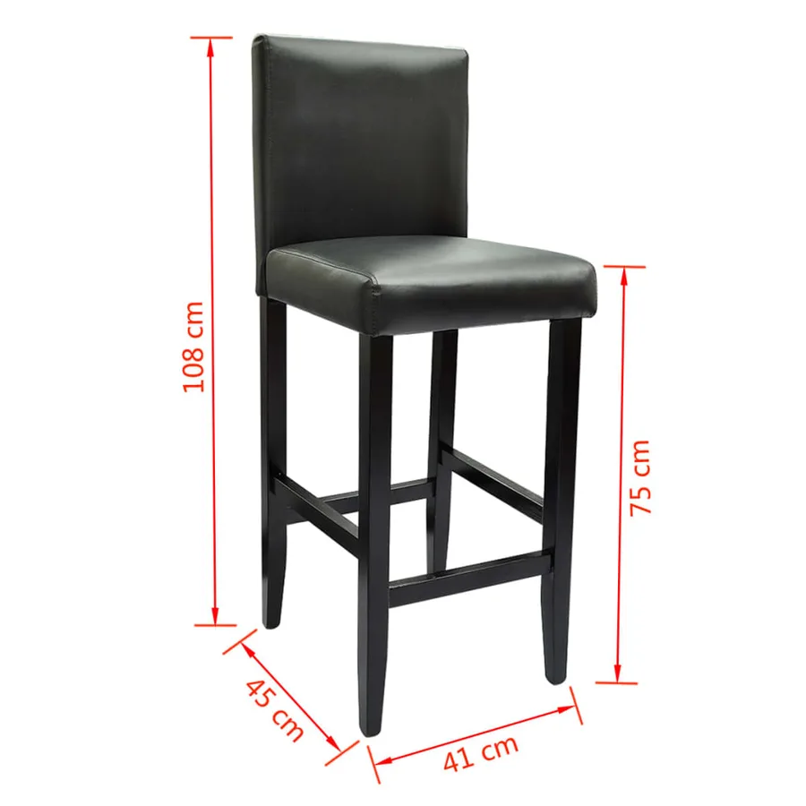 Tabourets de bar lot de 6 noir similicuir - 5