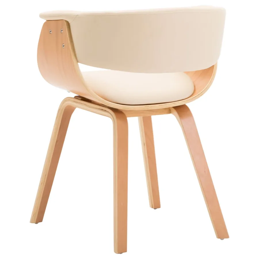 Chaises à manger lot de 4 crème bois courbé et similicuir - 5