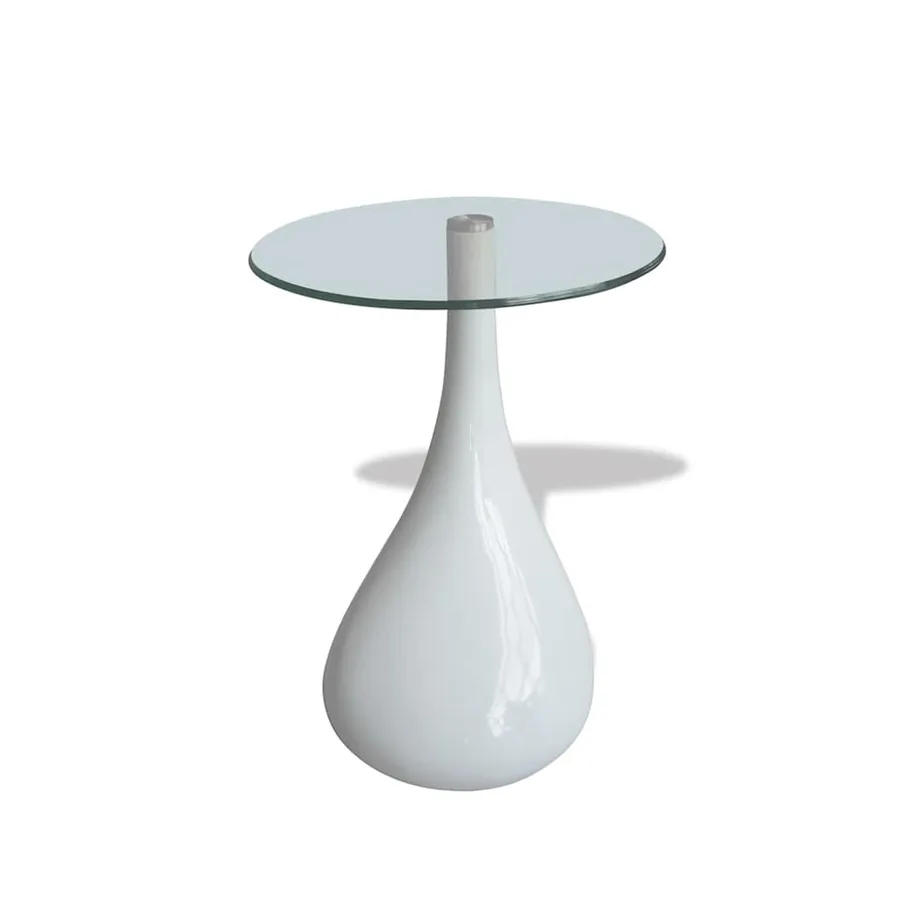 Table basse avec dessus de table en verre rond Blanc brillant - 4