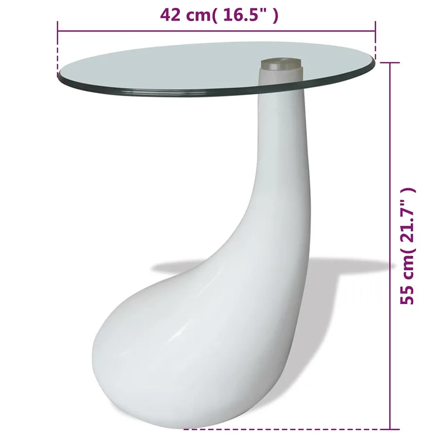 Table basse avec dessus de table en verre rond Blanc brillant - 7