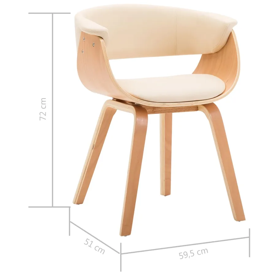 Chaise à manger crème bois courbé et similicuir - 6
