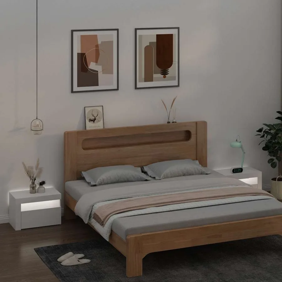 Tables de chevet 2 pcs avec LED Blanc 60x35x40 cm - 10