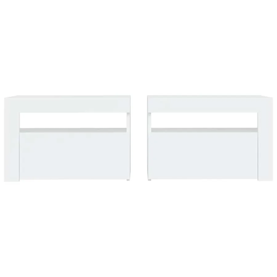 Tables de chevet 2 pcs avec LED Blanc 60x35x40 cm - 4