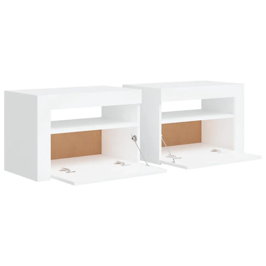 Tables de chevet 2 pcs avec LED Blanc 60x35x40 cm - 5
