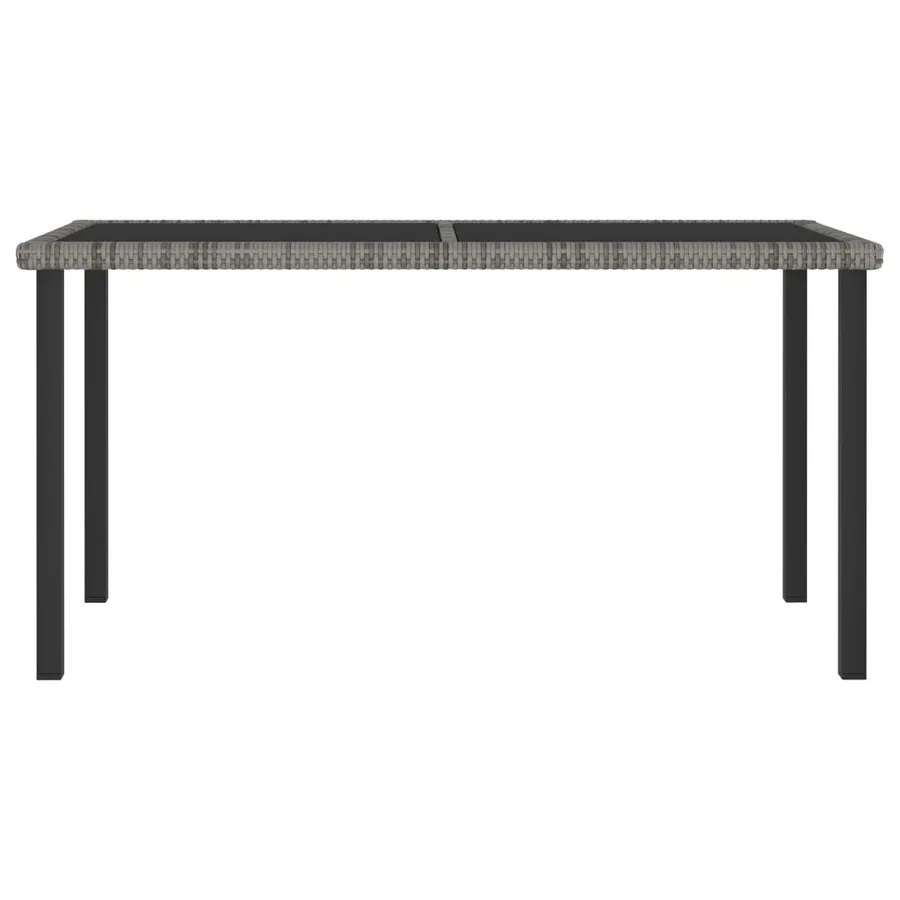 Table à dîner de jardin Gris 140x70x73 cm Résine tressée - 2