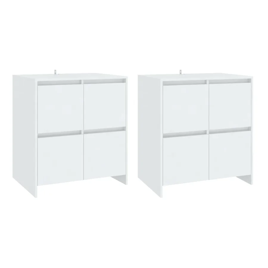 Buffets 2 pcs Blanc 70x41x75 cm Bois d'ingénierie - 2