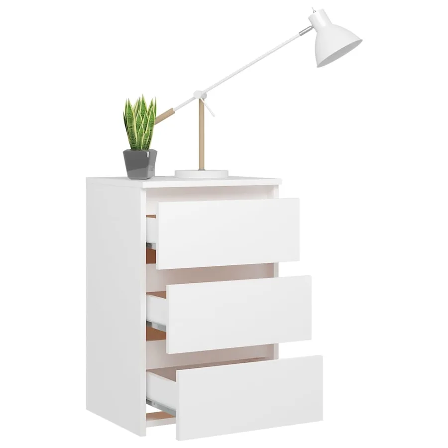 Table de chevet blanc 40x35x62,5 cm bois d'ingénierie - 6