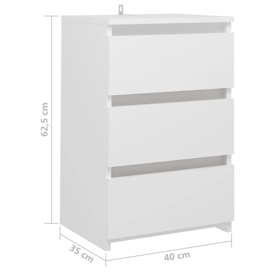 Table de chevet blanc 40x35x62,5 cm bois d'ingénierie - 8