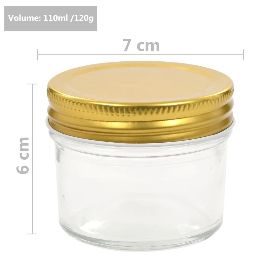 Pots à confiture avec couvercle doré 96 pcs Verre 110 ml - 7
