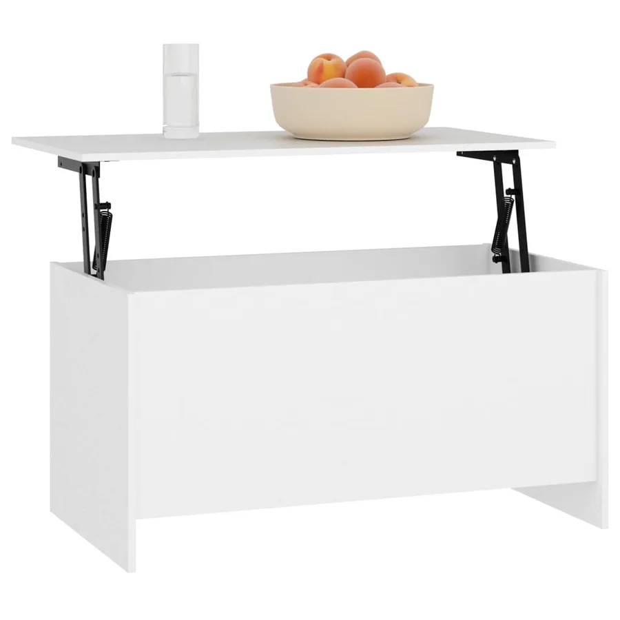 Table basse Blanc 102x55,5x52,5 cm Bois d'ingénierie - 7