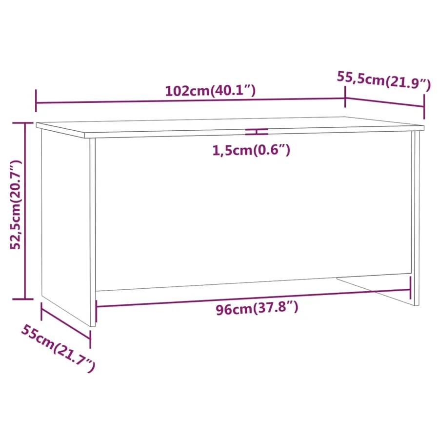 Table basse Blanc 102x55,5x52,5 cm Bois d'ingénierie - 9