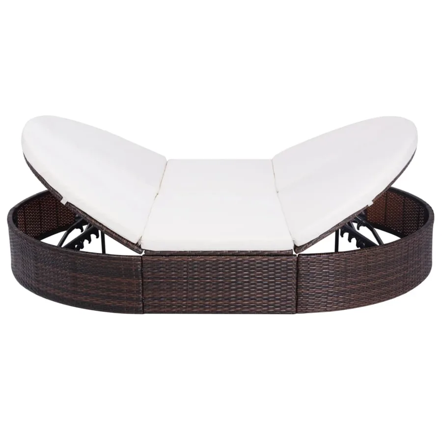 Lit de repos d'extérieur avec coussin Résine tressée Marron - 2