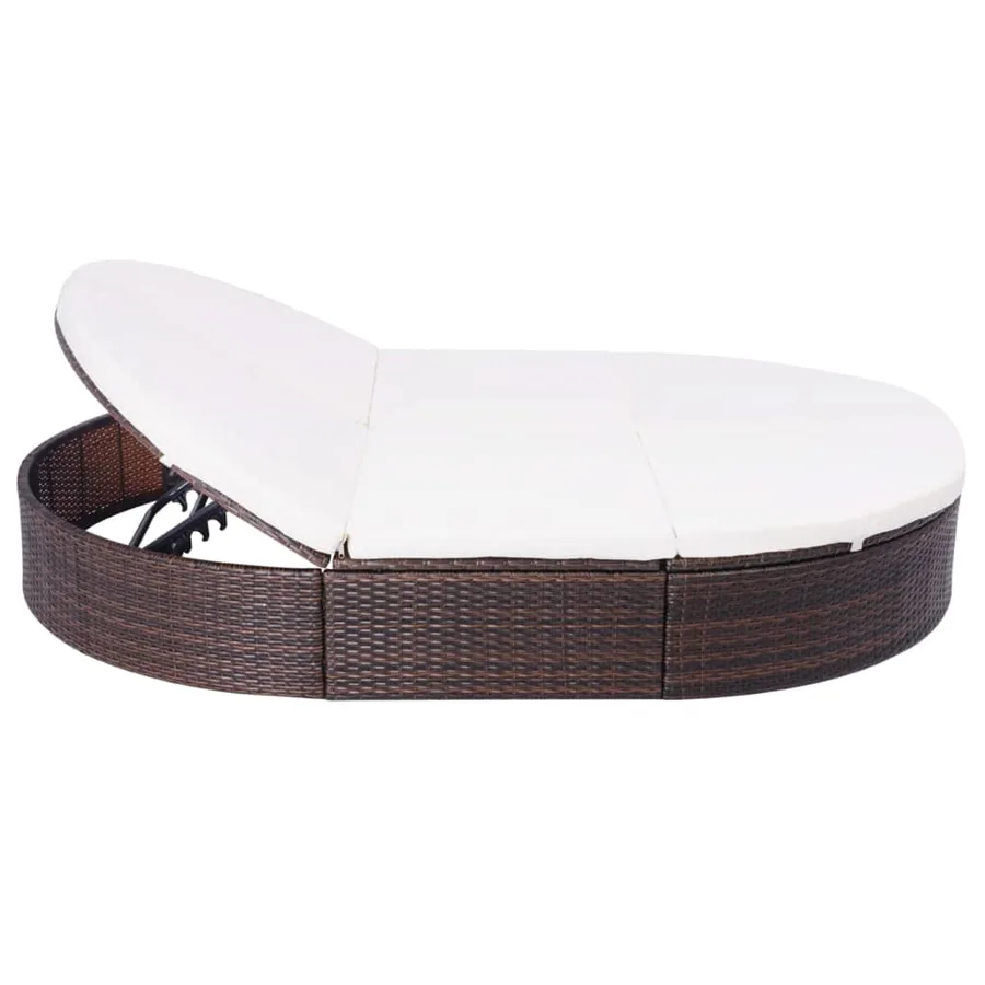 Lit de repos d'extérieur avec coussin Résine tressée Marron - 4