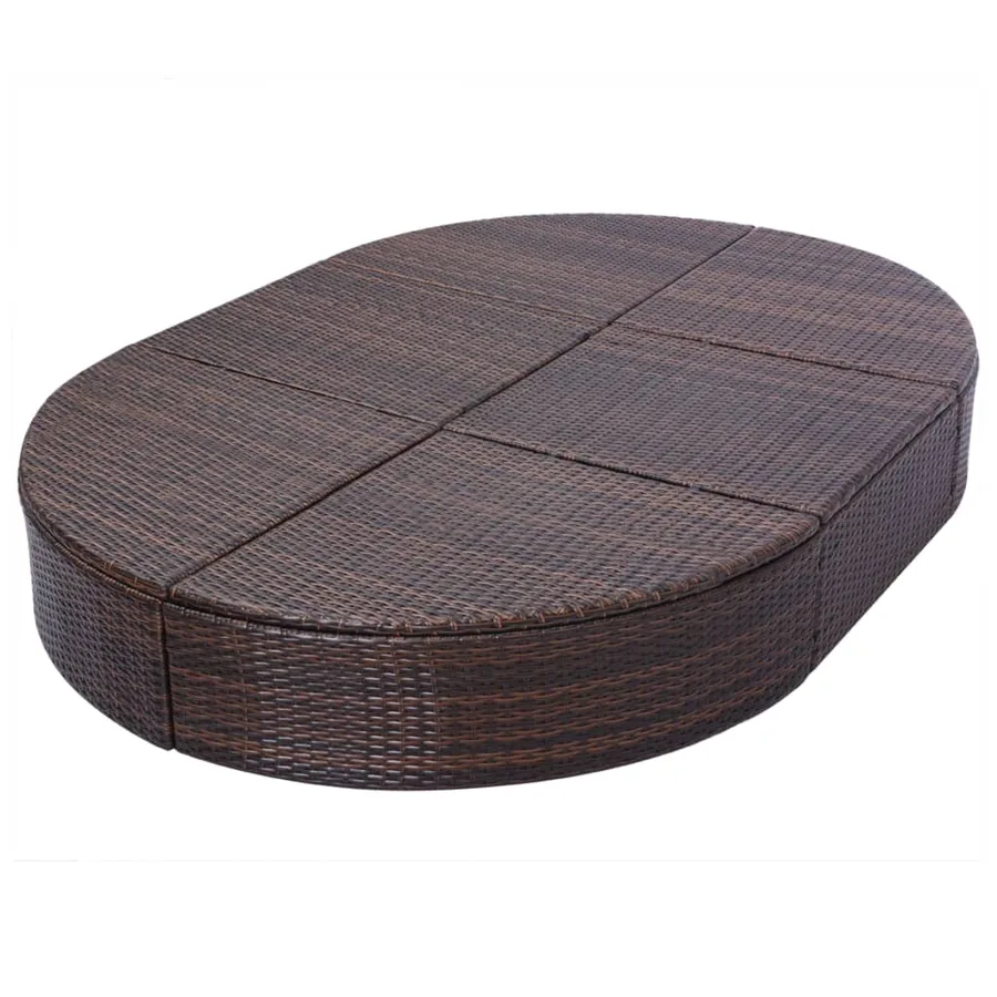 Lit de repos d'extérieur avec coussin Résine tressée Marron - 6