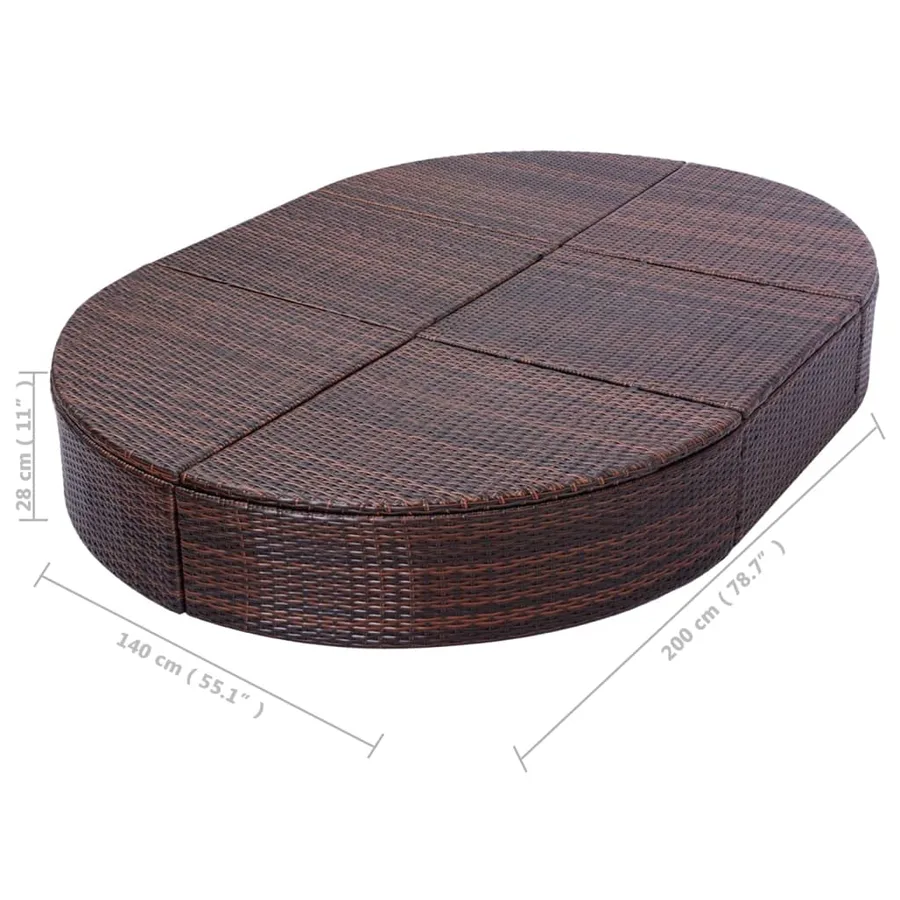 Lit de repos d'extérieur avec coussin Résine tressée Marron - 7