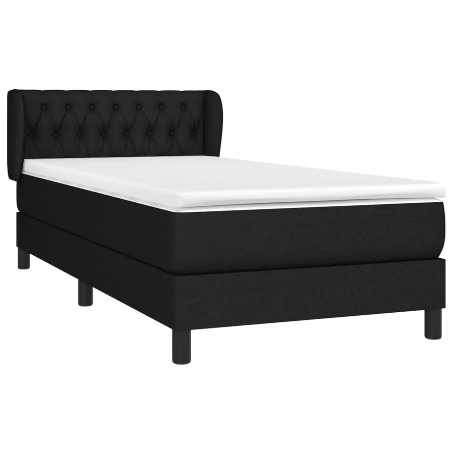 Sommier à lattes de lit avec matelas Noir 90x190 cm Tissu - 3