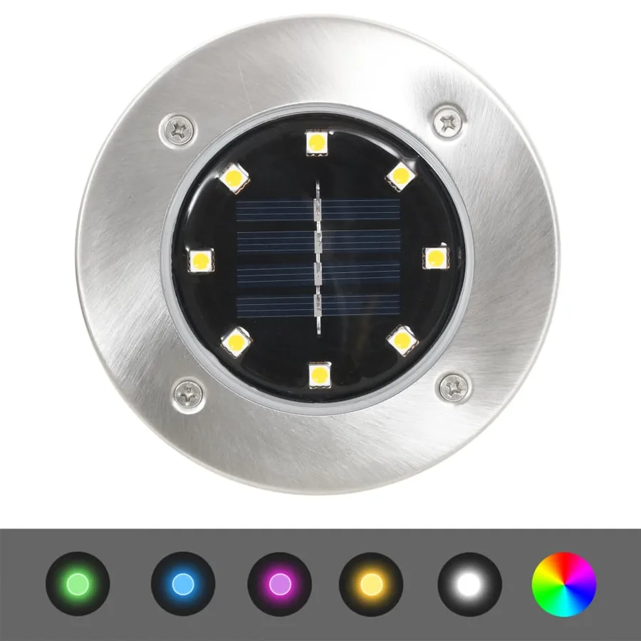 Lampes solaires de sol 8 pcs Lumières LED couleur RVB - 8